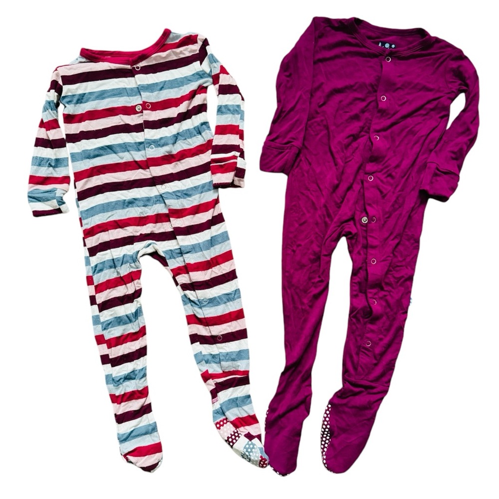 Kickee Pants Bamboo Sleeper Lot Purple Pink Striped 9-12 months